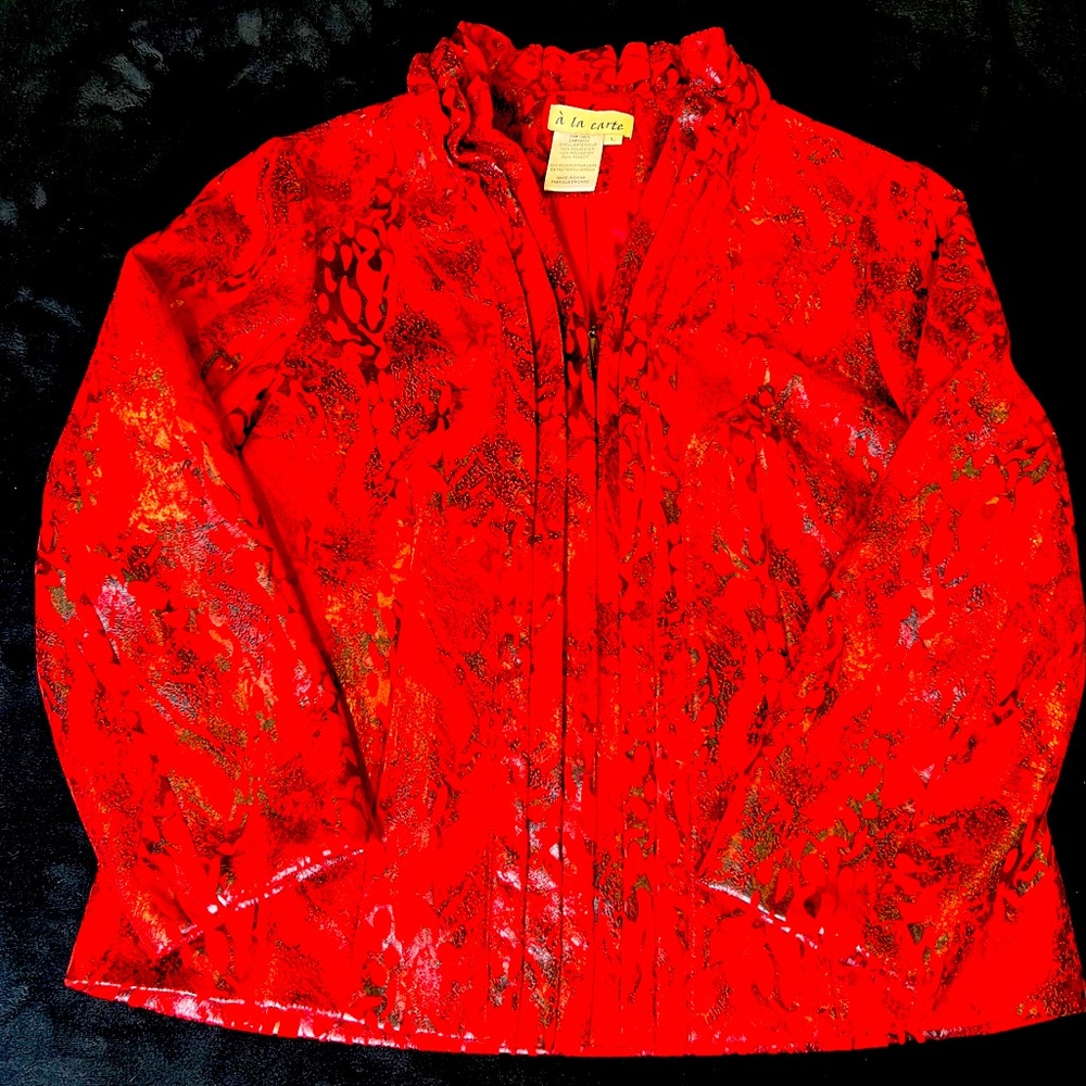 Pleated Front, Snake Skin Patterned, Red & Black … - image 1